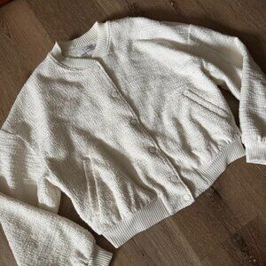MNG White Cream Tweed White Bomber‎ Jacket size medium
